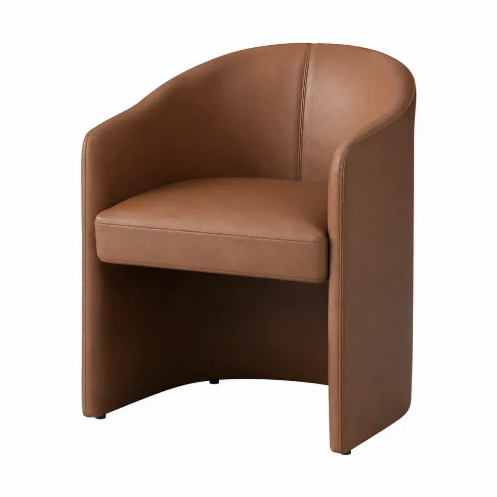 Sillón tapizado en piel sintética PU estructura de madera contrachapada de abedul asiento acolchado respaldo curvado color marrón caramelo 78 cm x 72 cm x 70 cm